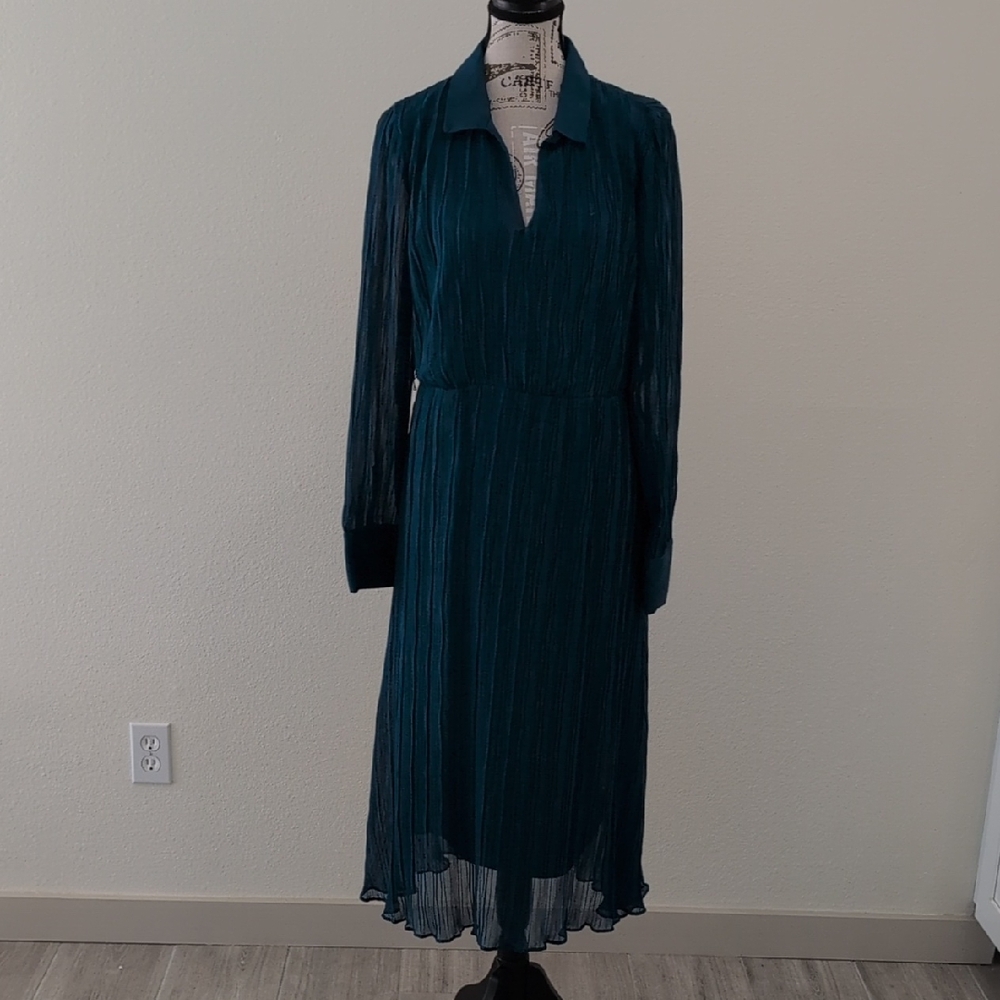 DKNY Deep Teal Long Sleeve Dress